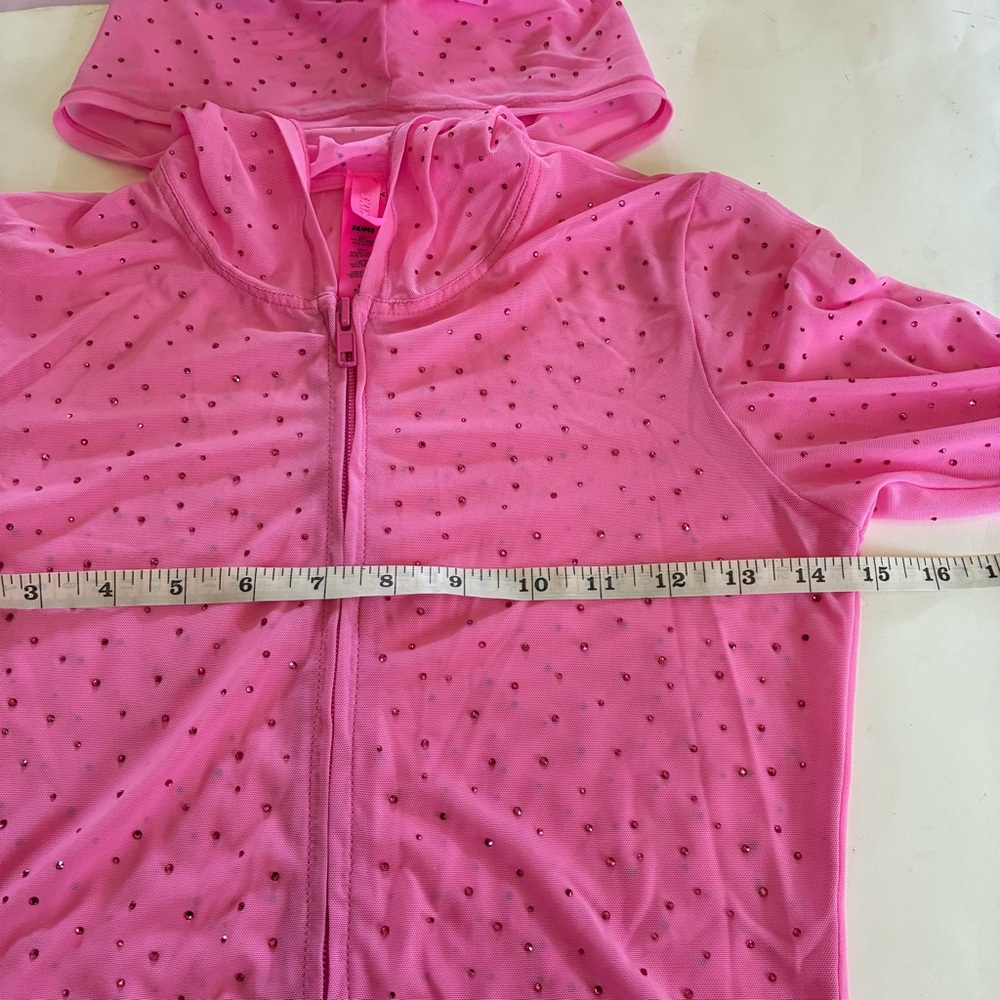 SKIMS Mesh Rhinestone Taffy Swim Cover Up Zip Up hoodie - Picture 13 of 16